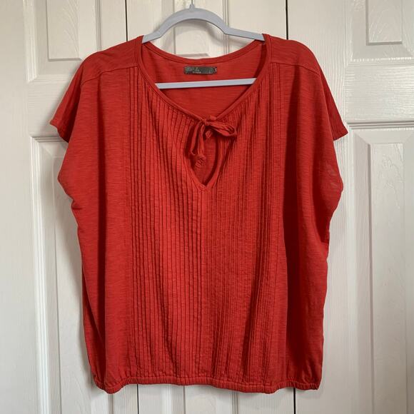 prAna Tops - prAna red ribbed front tie neck Ocupas Popover Top Large